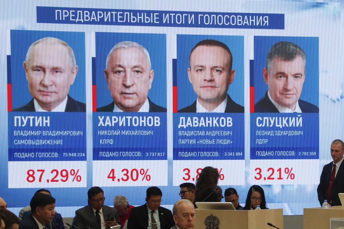Putin arrasa en las urnas con apoyo del 87,32%